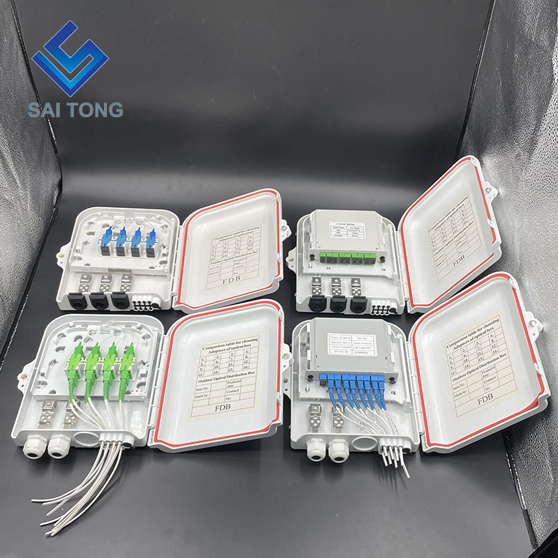 China Factory 48 teras ftth box plc splitter 4 dulang kotak pengedaran optik 2 dalam 8 port NAP untuk peralatan gentian optik