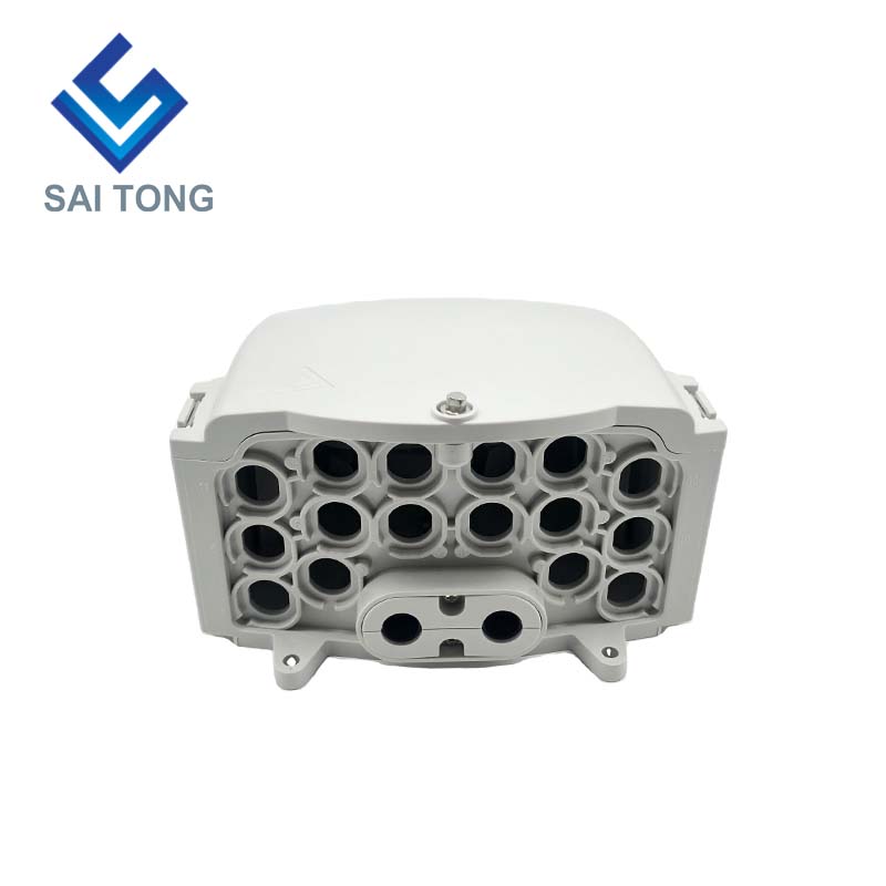 FTTH Saitong IP65 16 teras Peti Terminal gentian optik Bahan PC+ABS Peti Pengedaran 16 Port Luar dengan 2 dulang