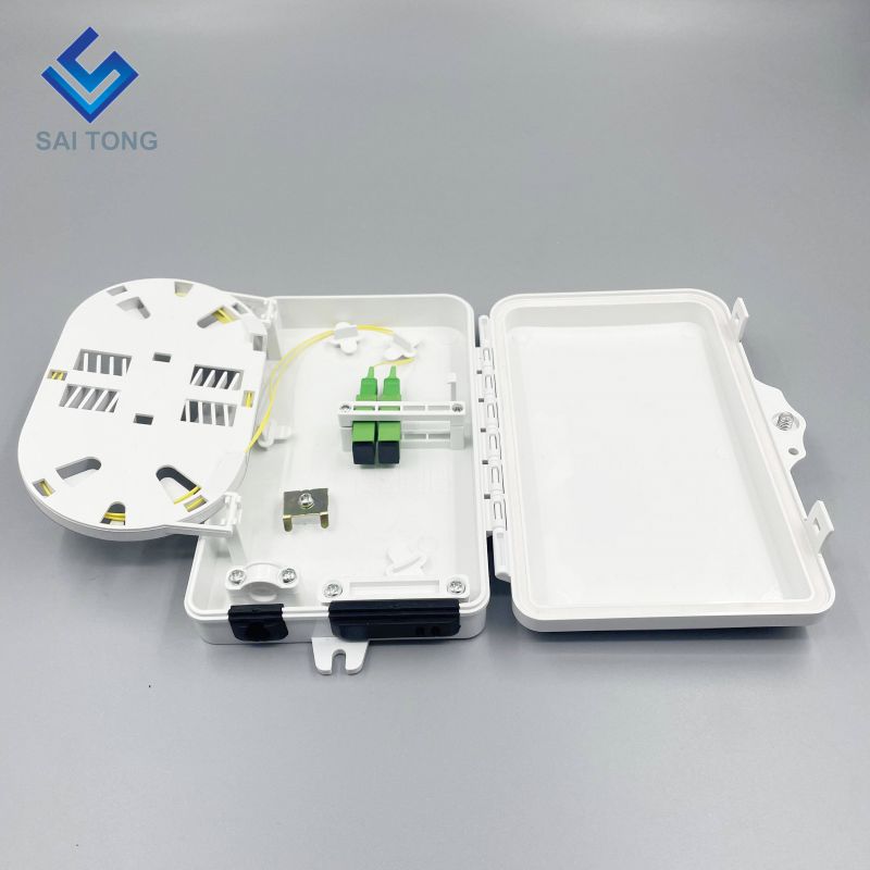 IP65 Bekalan 1/2 port mini FTTH kotak gentian optik plastik luar kotak terminal gentian 2 teras dengan penyesuai SC LC