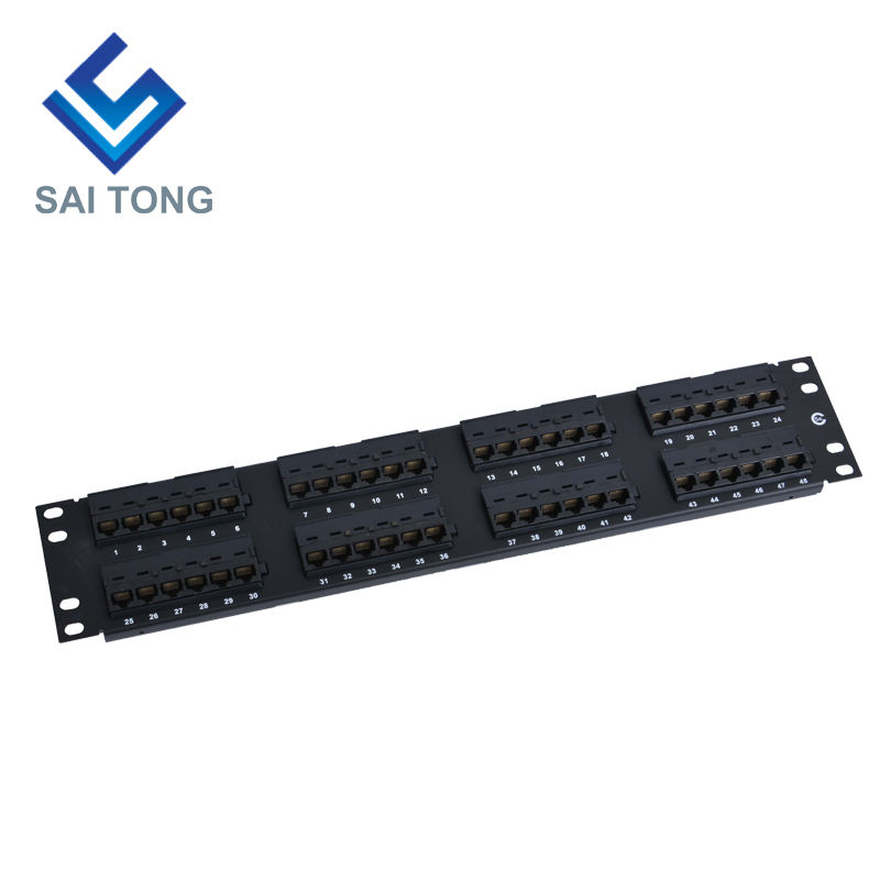 Jaket 2U 19'' 48 Port RJ45 Krone, Pendakap Keluli Panel Tampalan Cat6 Kosong Unshielded utp Cat5e CAT6 CAT6A Tampalan RJ45