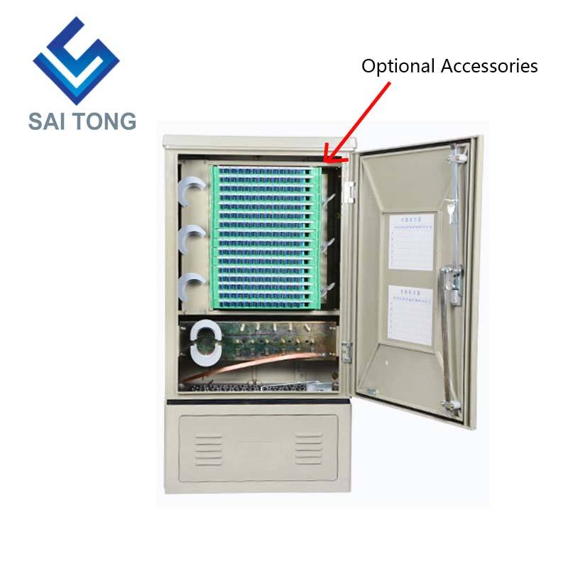 SaiTong FTTH 144 Kabinet sambungan silang silang teras peralatan telekom SMC kalis air luar IP55 144 kabinet gentian optik teras ODF