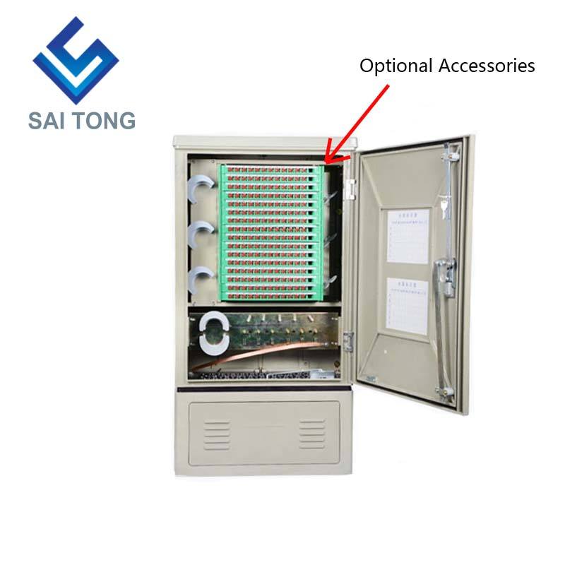 SaiTong FTTH 144 Kabinet sambungan silang silang teras peralatan telekom SMC kalis air luar IP55 144 kabinet gentian optik teras ODF