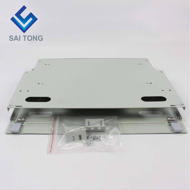 SaiTong FTTH 19 Inch Rack Mount 12 Port Cabinet SC/FC ODF 1 U 12 teras Rangka Pengedaran gentian optik Muatan Penuh Pilihan