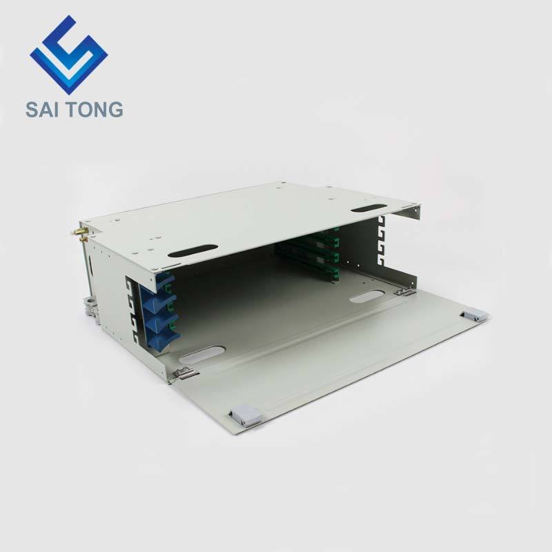 SaiTong FTTH 19 Inch Rak Lekap 48 Port Kabinet SC/FC ODF 4 U 48 teras Rangka Pengedaran gentian optik Muatan Penuh Pilihan